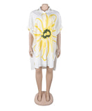 Classic Printed Shirt Dress With Lapel Collar Slim Fit