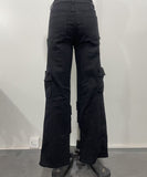 Multi Pocket Hand Drilled Washed Denim Jeans for Casual Style