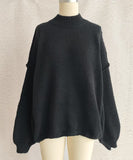 Relaxed Semi High Neck Pullover Sweater For Everyday Wear