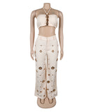 Sexy Slits Fitted Two-Piece Set in Black Yellow Apricot White