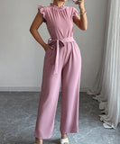 Fashion Floral Lace High Waisted One Piece Pants for Women