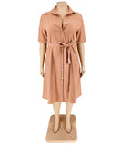 Elegant Solid Color Short Sleeve Blouse Dress Lightweight and Stylish