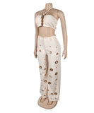 Sexy Slits Fitted Two-Piece Set in Black Yellow Apricot White