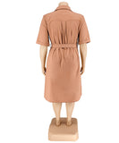 Elegant Solid Color Short Sleeve Blouse Dress Lightweight and Stylish