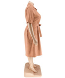 Elegant Solid Color Short Sleeve Blouse Dress Lightweight and Stylish