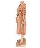 Elegant Solid Color Short Sleeve Blouse Dress Lightweight and Stylish