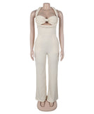 High Waisted Bandeau Sleeveless One Piece Pants for Women
