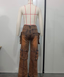 Fashionable Multi-Pocket Patchwork Accordion Jeans for Men