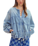 Classic Relaxed Zipperless Light Blue Jacket Style Appeal