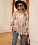 Printed Bubble Long Sleeve Fitted Top Nylon Elastane Blend