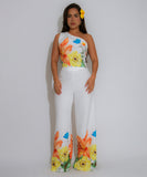 Relaxed Off Shoulder Two Piece Set With Wide Leg Pants