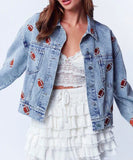 Distressed Denim Jacket Heavy Duty Embroidered For Men