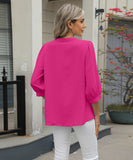 Chic Keyhole V-neck Seven-point Sleeved Loose Chiffon Top