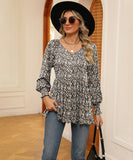 Printed Bubble Long Sleeve Fitted Top Nylon Elastane Blend