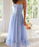 Lace Patchwork High-Waisted Halter Dress for Chic Elegance