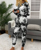 Large-Size Tie-Dye Printed Long-Sleeved Home Wear Set