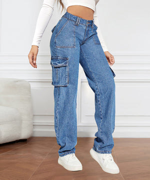 Mid-rise Utility Cargo Jeans for Women