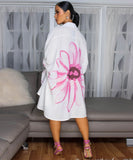 Classic Printed Shirt Dress With Lapel Collar Slim Fit