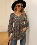 Printed Bubble Long Sleeve Fitted Top Nylon Elastane Blend