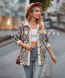 Leopard Print Buttoned Long-Sleeve Jacket With Versatile Styling