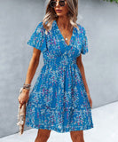 Casual Vacation Style Floral Print Half Skirt Dress for Women