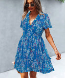 Casual Vacation Style Floral Print Half Skirt Dress for Women