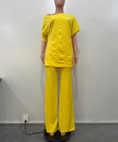 Chic Two-Piece Straight-Leg Suit with Asymmetrical Sleeve Design