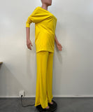 Chic Two-Piece Straight-Leg Suit with Asymmetrical Sleeve Design