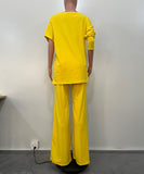 Chic Two-Piece Straight-Leg Suit with Asymmetrical Sleeve Design
