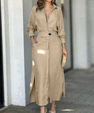 Slim-Fit Strappy Solid Color Blouse Dress For All Occasions