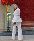 Slim-Fit Women Two Piece Suit With Embroidered Tie