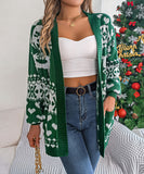 Classic Relaxed Christmas Deer Pattern Long Sleeve Cardigan