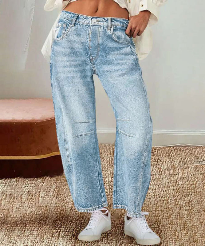 Relaxed Fit Wide-Leg Denim Jeans with Mid-Rise Waist