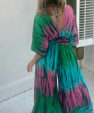 Vibrant Printed Elastic Waist Loose Fitted One-Piece Pants