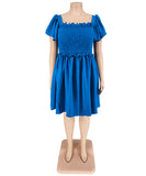 Oversized One-Shoulder Wide Sleeve Dress for Women with Short Sleeves