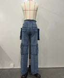 Fashionable Multi-Pocket Patchwork Accordion Jeans for Men