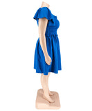 Oversized One-Shoulder Wide Sleeve Dress for Women with Short Sleeves
