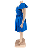 Oversized One-Shoulder Wide Sleeve Dress for Women with Short Sleeves