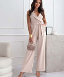 Chic Relaxed V Neck Sleeveless Jumpsuit in Solid Colors