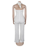 High Waisted Bandeau Sleeveless One Piece Pants for Women