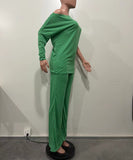 Chic Two-Piece Straight-Leg Suit with Asymmetrical Sleeve Design