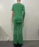 Chic Two-Piece Straight-Leg Suit with Asymmetrical Sleeve Design