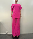 Chic Two-Piece Straight-Leg Suit with Asymmetrical Sleeve Design