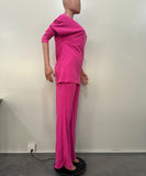 Chic Two-Piece Straight-Leg Suit with Asymmetrical Sleeve Design