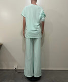 Chic Two-Piece Straight-Leg Suit with Asymmetrical Sleeve Design