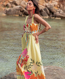 Classic Printed Maxi Dress With Wide Straps Bright Yellow