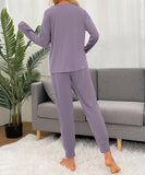 Comfortable Large-Size Purple Long-Sleeved Home Wear Set