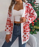 Classic Relaxed Christmas Deer Pattern Long Sleeve Cardigan