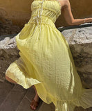 Lace Patchwork High-Waisted Halter Dress for Chic Elegance