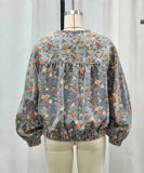 Relaxed Fit Printed Batwing Sleeve Jacket Washed Effect